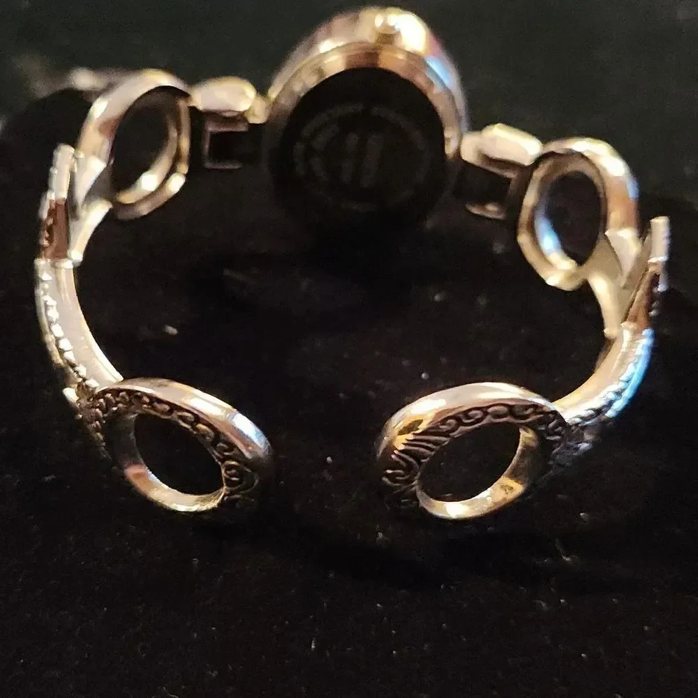 Geneva Oval Watch Religious Bangle Cuff